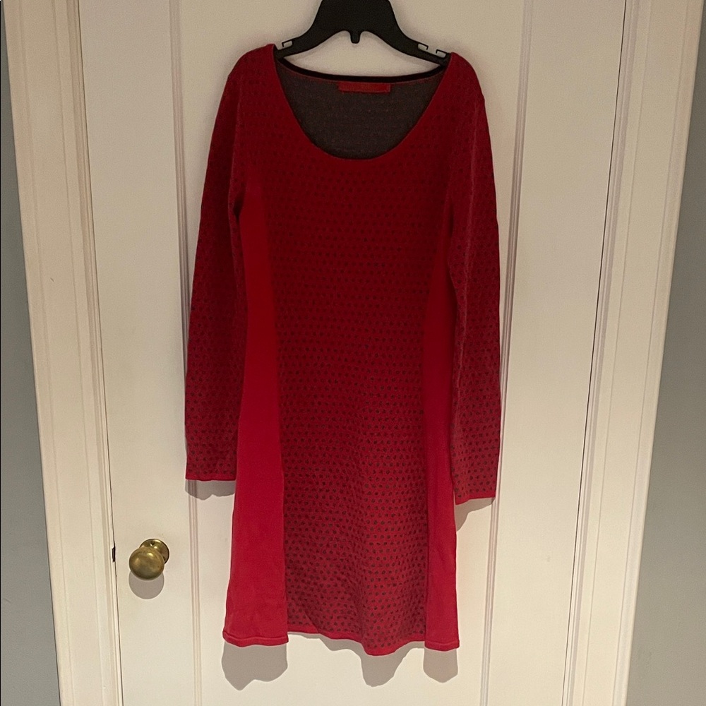 Krimson Klover Vibrant Red Long Sleeve Polka Dot Dress